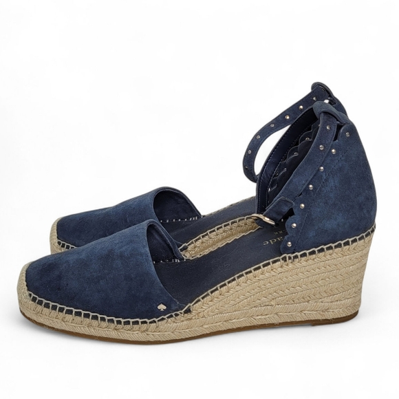 Kate Spade Polly Suede Espadrille Wedge Sandals 10B Dark Blue - Picture 3 of 12